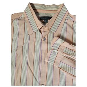 Vintage Y2K Ermenegildo Zegna Button Down Shirt Medium‎ Peach Green Purple Italy
